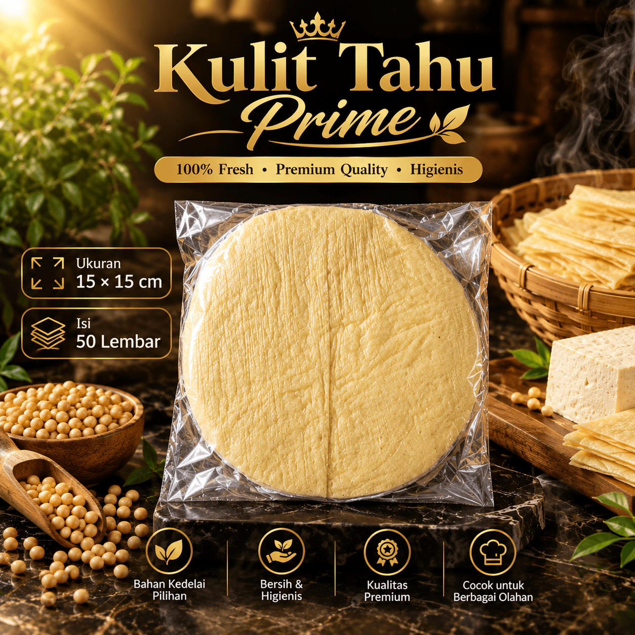 Kulit Tahu Lingkaran 15x15 cm